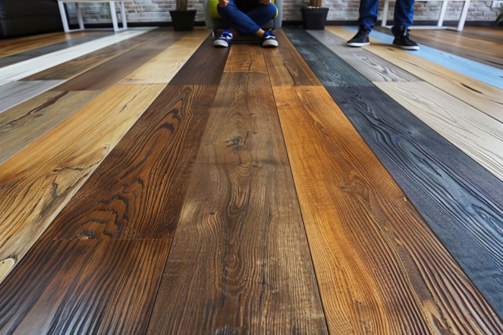 Beautifully refinished hardwood floors showcasing multiple wood tones – Winston-Salem Hardwood Floor Refinishing.