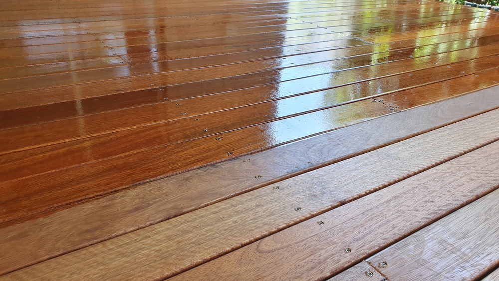 Hardwood Floor Screen and Recoat Salisbury NC by Good House Floor Care: High-gloss finish shines on newly restored decking.