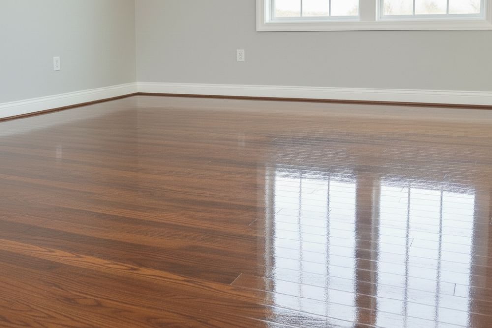 Beautifully finished glossy wood floors following a professional Hardwood Screen and Recoat High Point.