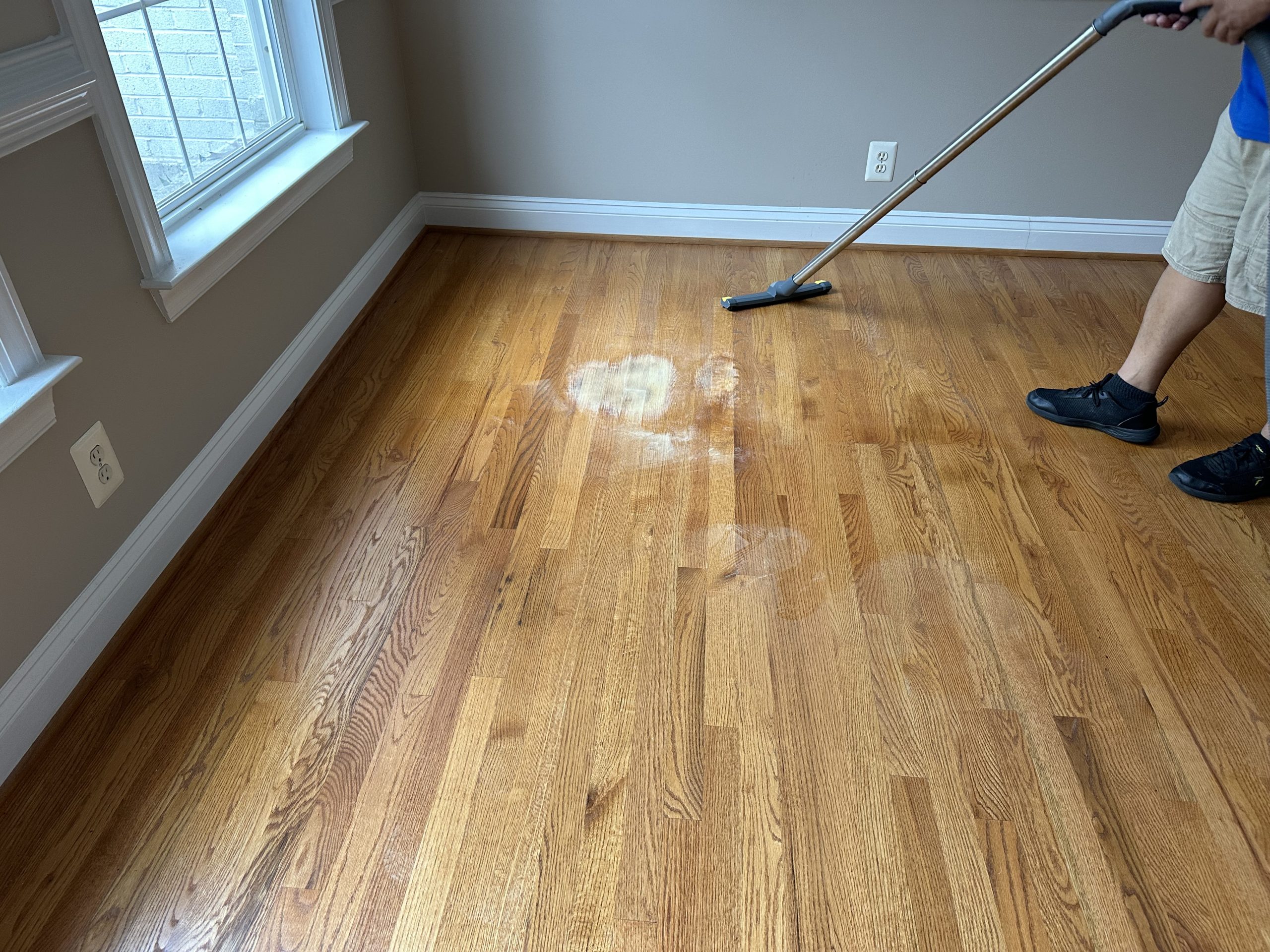 Hardwood Floor Screen & Re-Coat Montclair VA by Spotless Carpet Cleaning & Hardwood Floor Care: professional vacuuming prep.