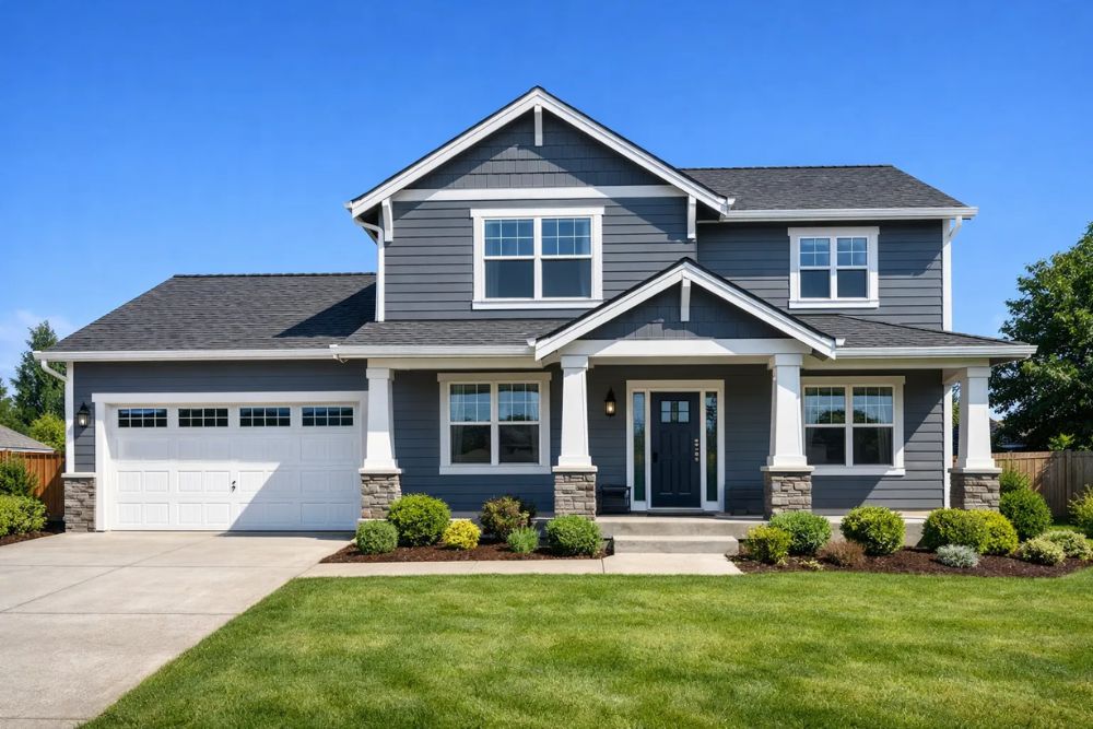 A beautifully restored home exterior after a successful Sutherlin Residential Siding Repair.