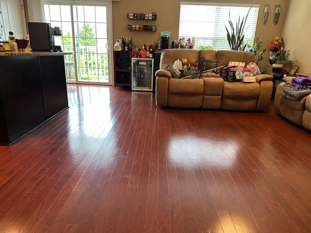 Polished living room after Hardwood Floor Cleaning Alexandria VA by Spotless Carpet Cleaning & Hardwood Floor Care.