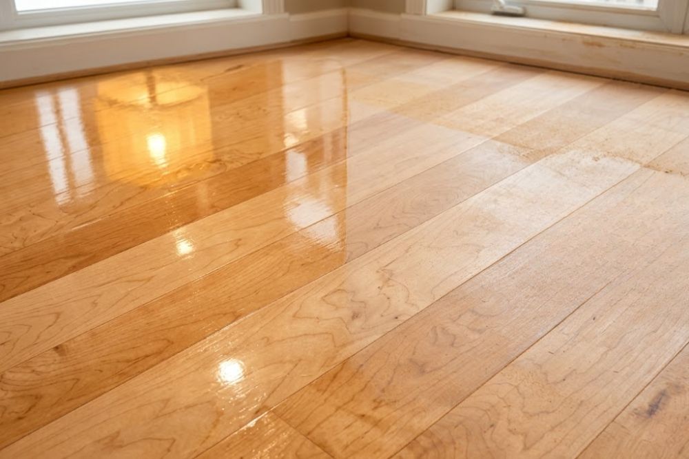 Professional screen and recoat Bellevue WA on oak hardwood floors.