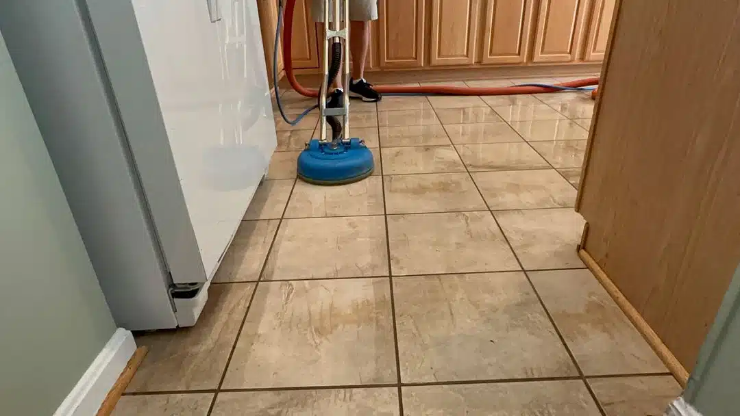Professional Tile & Grout Cleaning Woodbridge VA by Spotless Carpet Cleaning using high-pressure extraction equipment.