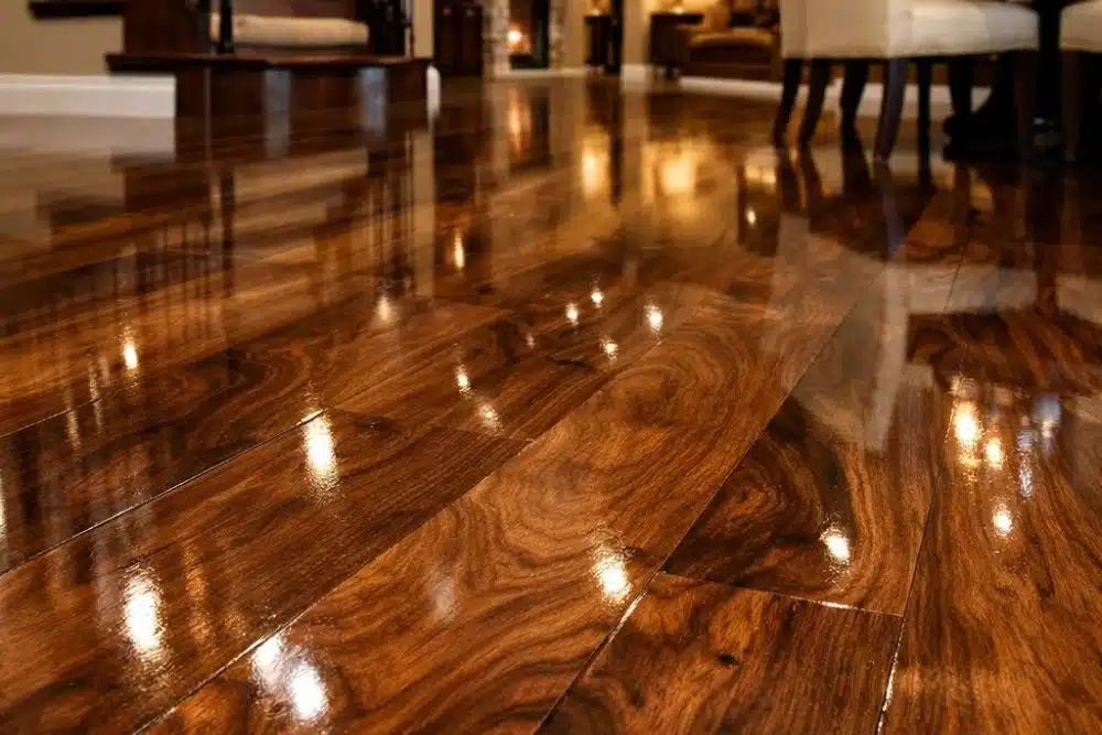Close-up of a perfectly finished hardwood floor after Instant UV Curing in Issaquah WA.