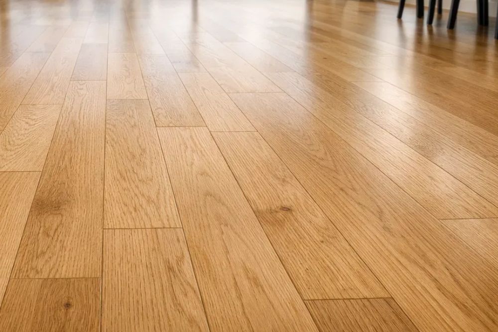 Beautifully finished light oak hardwood floor in a modern Seattle home, showcasing the results of Instant UV Curing Seattle WA.