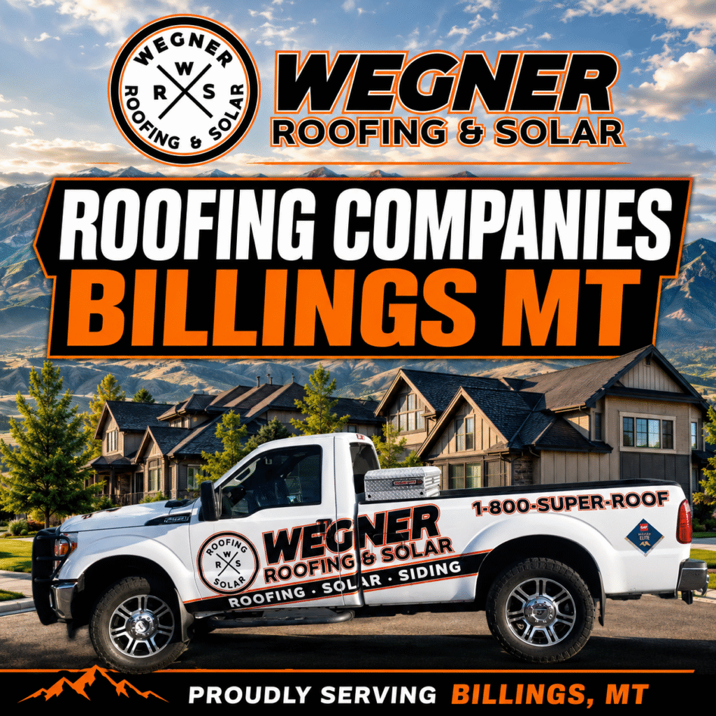 Wegner Roofing & Solar service truck in Montana; a top choice among roofing companies Billings MT for quality roof repairs.