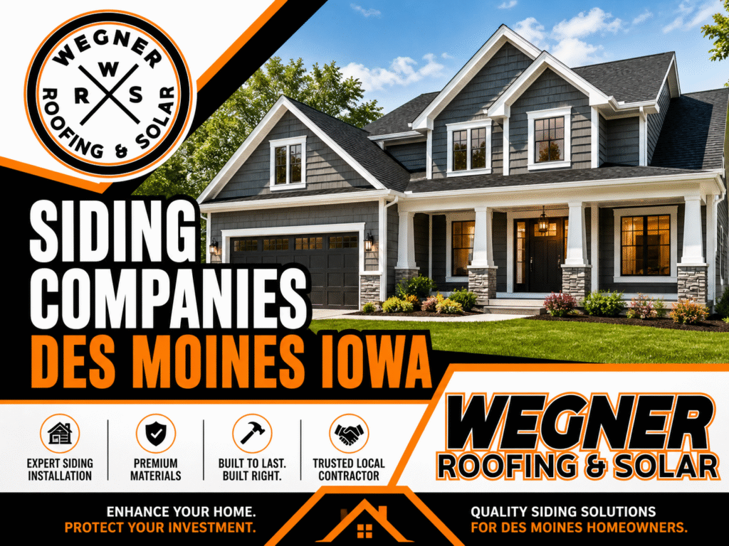 Choose Wegner Roofing & Solar, a top siding company in Des Moines Iowa, for expertly installed, high-quality siding that protects your home.