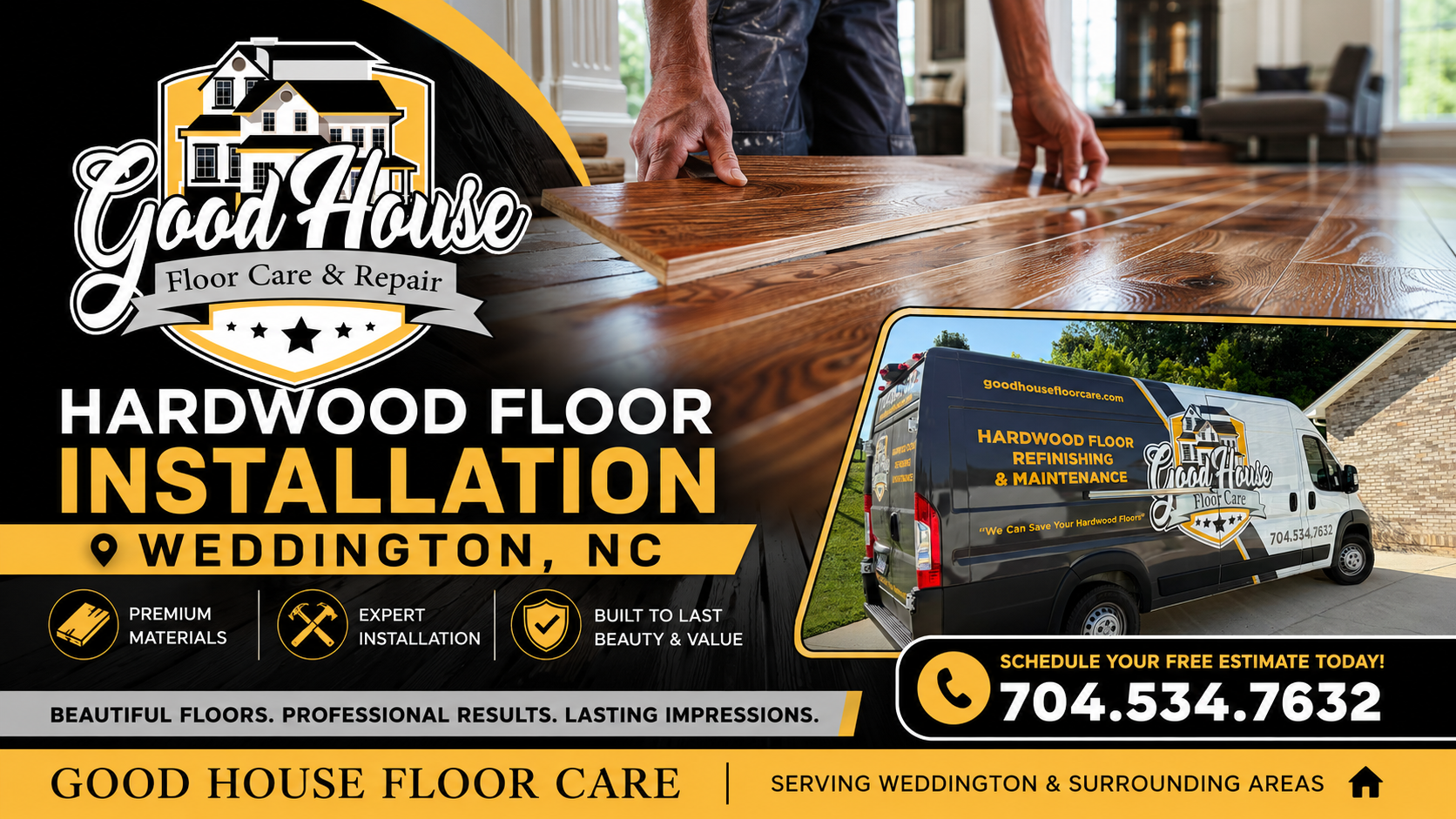 An infographic on Hardwood Floor Installation Weddington NC benefits, created by Good House Floor Care for all NC homeowners.