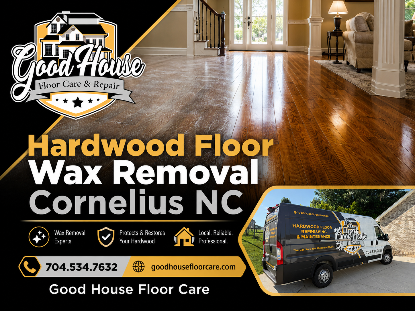 Guide to wax buildup signs and refinishing tips for Hardwood Floor Wax Removal Cornelius NC by Good House Floor Care.