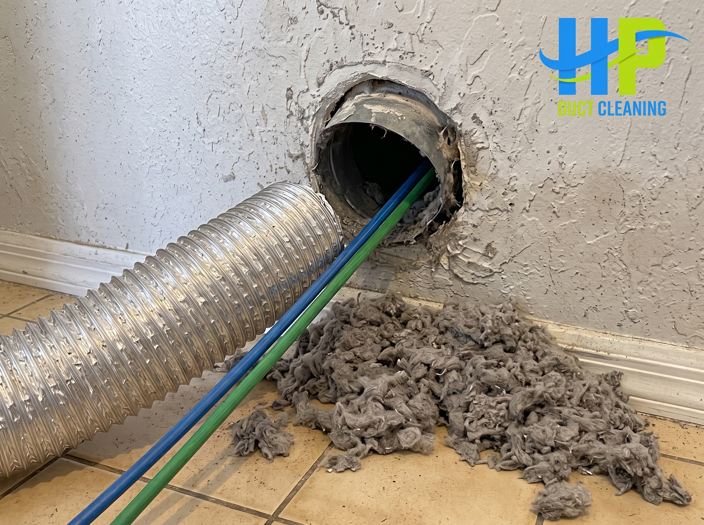 A huge pile of lint removed from a wall duct during a professional Dryer Vent Cleaning Black Forest CO by HP Duct Cleaning.